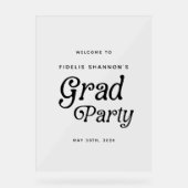 Minimal Grad Party Retro Graduation Welcome Sign アクリルサイン (正面)