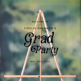 Minimal Grad Party Retro Graduation Welcome Sign アクリルサイン