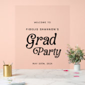 Minimal Grad Party Retro Graduation Welcome Sign アクリルサイン (ウェディング)