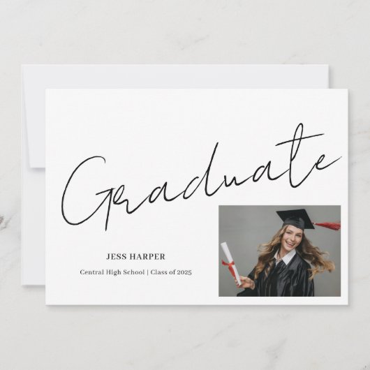 Minimal Graduate Photo High School Graduation 招待状 (正面)
