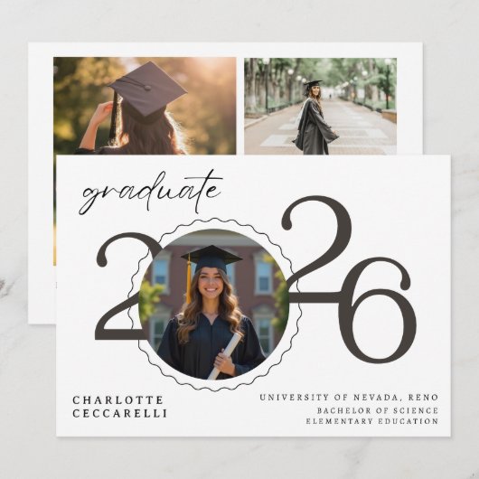 Minimal Graduation Announcement 招待状 (正面/裏面)