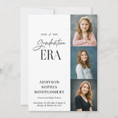 Minimal Graduation Era Then & Now Photos Grad 招待状 (正面)