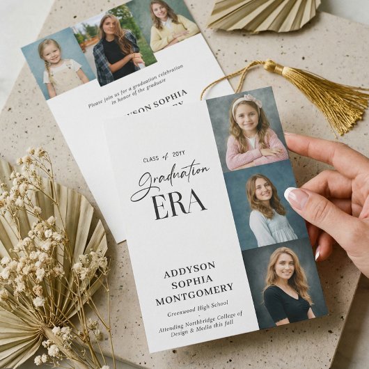 Minimal Graduation Era Then & Now Photos Grad 招待状