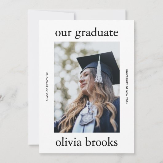 Minimal Graduation Photo Card | Custom College (正面)