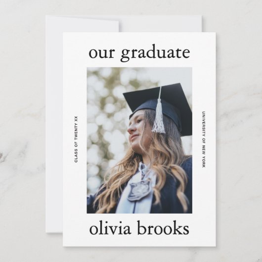 Minimal Graduation Photo Card | Custom College Gra 招待状 (正面)