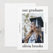 Minimal Graduation Photo Card | Custom College Gra 招待状 (正面/裏面)