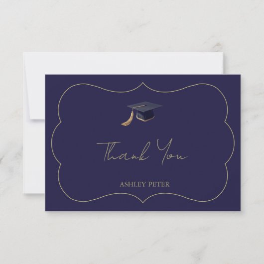 Minimal Graduation Thank You Card with Name サンキューカード (正面)