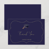 Minimal Graduation Thank You Card with Name サンキューカード (正面/裏面)