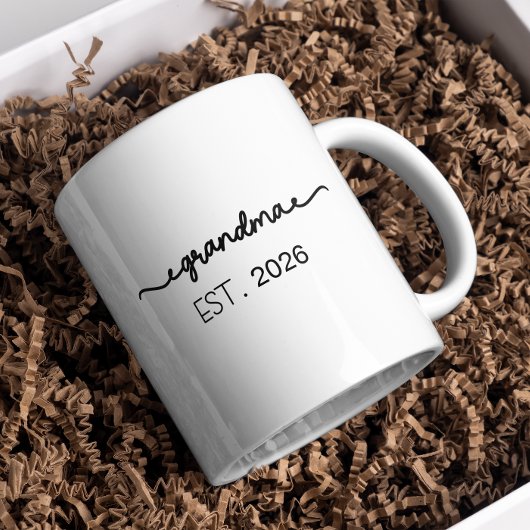 Minimal Grandma Established Handwritten Name Year コーヒーマグカップ