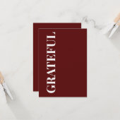 Minimal GRATEFUL | Deep Red Holiday Greeting カード (正面/裏面インサイチュ)
