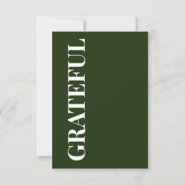 Minimal GRATEFUL | Forest Green Holiday Greeting カード