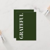 Minimal GRATEFUL | Forest Green Holiday Greeting カード (正面/裏面インサイチュ)