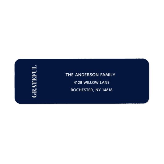 Minimal GRATEFUL | Navy Blue Address Label ラベル (正面)
