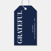 Minimal GRATEFUL | Navy Blue Holiday ギフトタグ (正面)