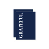 Minimal GRATEFUL | Navy Blue Holiday Greeting カード (正面/裏面インサイチュ)