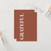 Minimal GRATEFUL | Terracotta Holiday Greeting カード (正面/裏面インサイチュ)