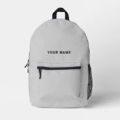 Minimal Gray Custom Name Backpack プリントバックパック (正面)