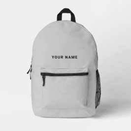 Minimal Gray Custom Name Backpack プリントバックパック