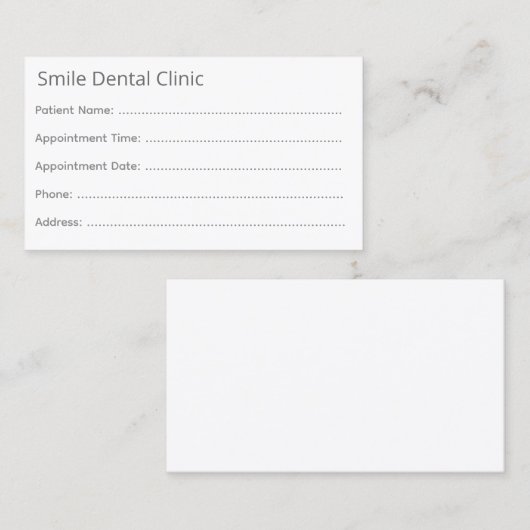 Minimal Gray Dental Appointment Card 予約カード (正面/裏面)