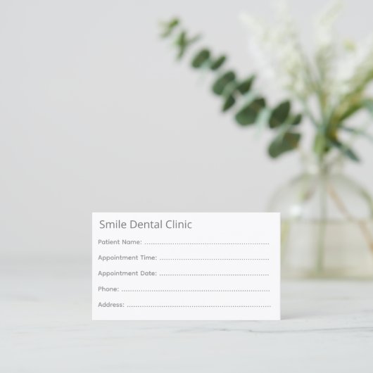 Minimal Gray Dental Appointment Card 予約カード (スタンド正面)