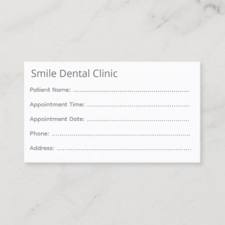 Minimal Gray Dental Appointment Card 予約カード