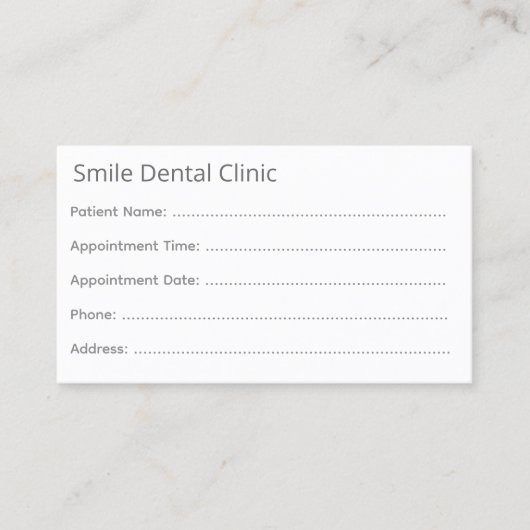 Minimal Gray Dental Appointment Card 予約カード (正面)