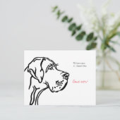 minimal Great Dane drawing announcement  ポストカード (スタンド正面)