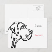 minimal Great Dane drawing announcement  ポストカード (正面/裏面)