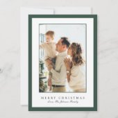 Minimal Green Border Photo Elegant Christmas シーズンカード (正面)