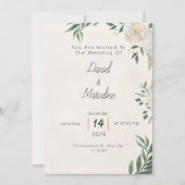 Minimal Green Botanical Wedding Invitation 招待状 (正面)