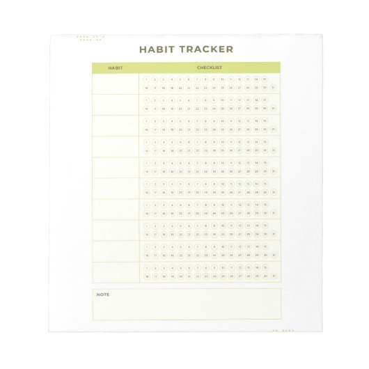 Minimal Green Daily Checklist Planner Design ノートパッド (正面)