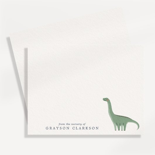 Minimal Green Dinosaur Nursery Note Card 招待状