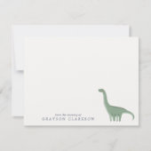 Minimal Green Dinosaur Nursery Note Card 招待状 (正面)