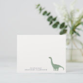 Minimal Green Dinosaur Nursery Note Card 招待状 (スタンド正面)