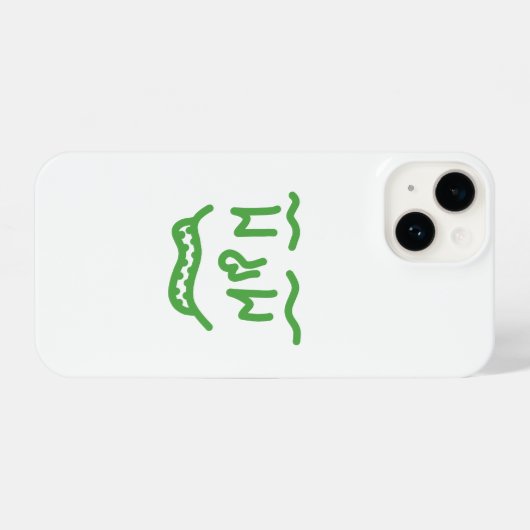 Minimal Green Doodle Face iPhone Case – Modern Art iPhoneケース (裏面横)
