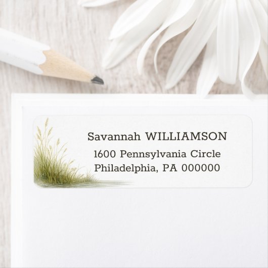 Minimal Green Marsh Grass Address Label ラベル (インサイチュ)