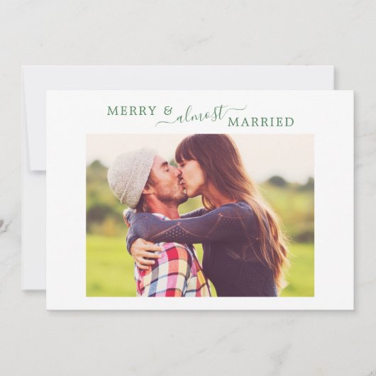 Minimal Green Merry Almost Married Save the Date シーズンカード (正面)