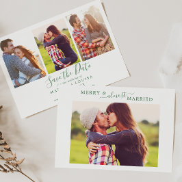 Minimal Green Merry Almost Married Save the Date シーズンカード