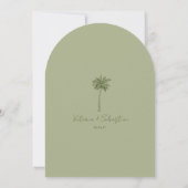 Minimal Green Palm Tree Beach Wedding Invitation 招待状 (裏面)