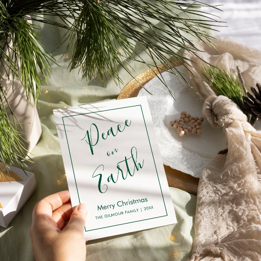 Minimal|Green Peace on Earth Christmas Card 招待状