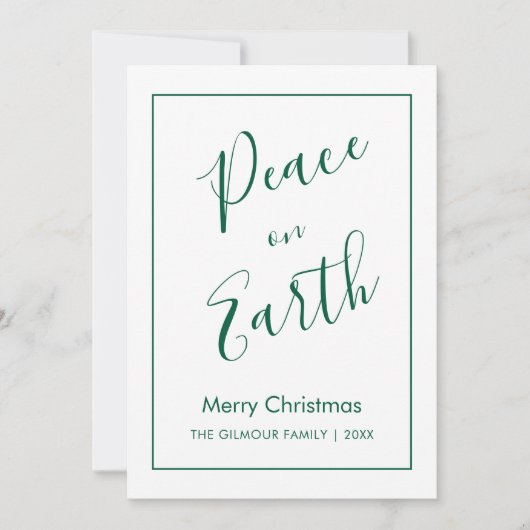 Minimal|Green Peace on Earth Christmas Card 招待状 (正面)