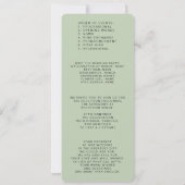 Minimal Green Sage Wedding Programs 招待状 (裏面)