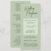 Minimal Green Sage Wedding Programs 招待状 (正面/裏面)