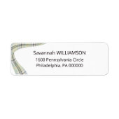 Minimal Green Tartan Curve Elegant Return Address ラベル (正面)