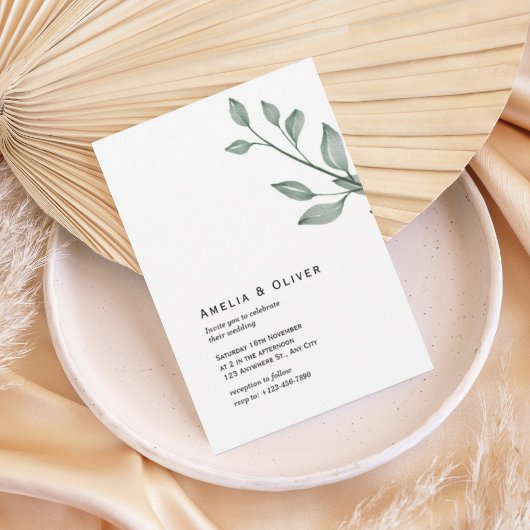 Minimal Greenery Botanical Wedding Invitation 招待状
