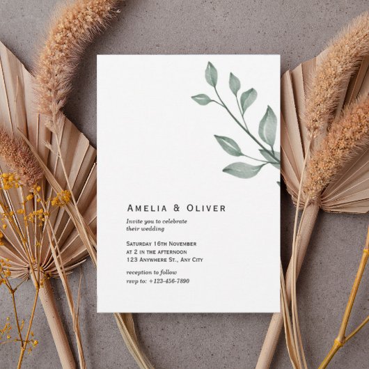 Minimal Greenery Botanical Wedding Invitation 招待状
