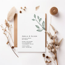 Minimal Greenery Botanical Wedding Invitation