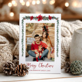 Minimal Greenery Garland Merry Christmas 1 Photo シーズンカード