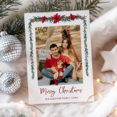 Minimal Greenery Garland Merry Christmas 1 Photo シーズンカード