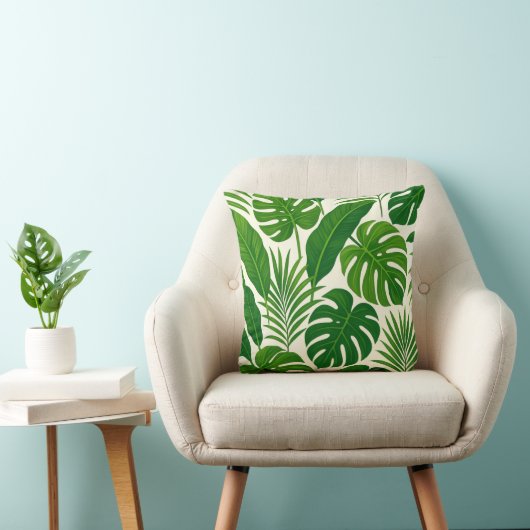 Minimal Greenery Leaves Botanical Throw Pillow クッション (椅子)